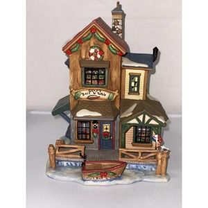 Ceramic Cristmas Village House GARY’S BAIT & TACKLE 11” X 8”